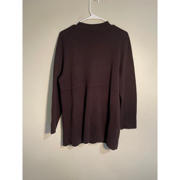 Eileen Fisher Chocolate Brown Silk and Cotton Cardigan Size Petite Large - Picture 6 of 10